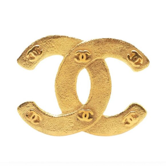 CHANEL CC Logos Vintage Brooch Gold Tone Pin 29 Auth - Picture 4 of 6